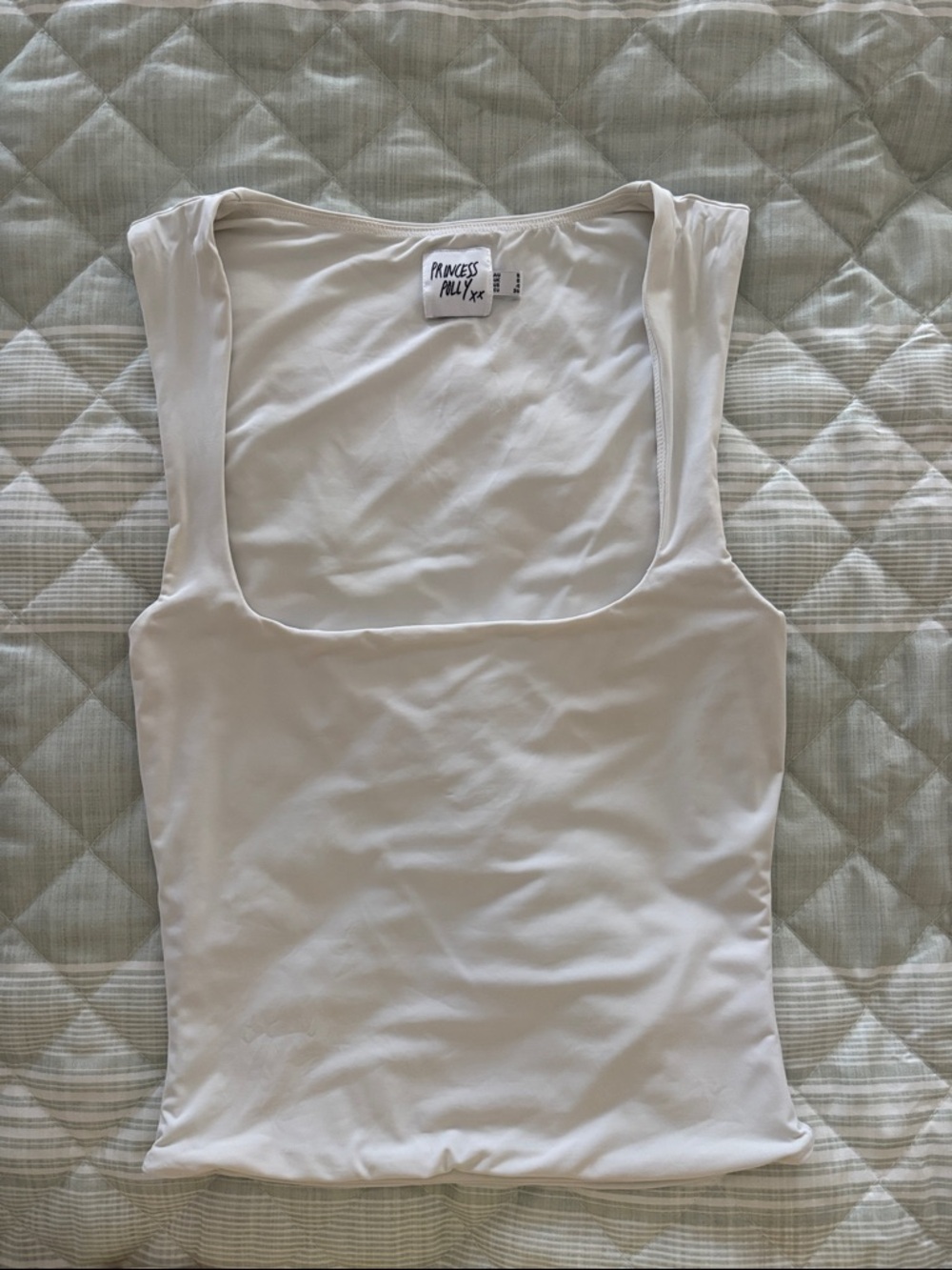 Princess Polly White Square Neck Ribbed Tank